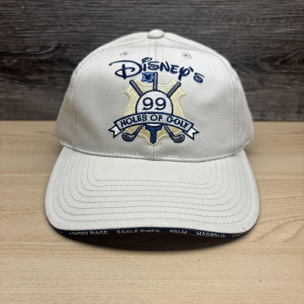 Disney 99 Holes Of Golf Hat Cap Strap Back Beige Embroidered Womens Golf